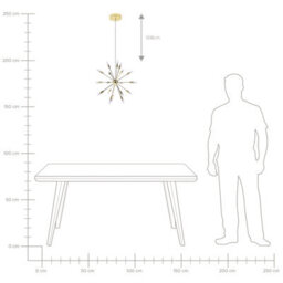 Wyld And Coco Glam 18-Light Gold Metal Sputnik Pendant Lamp - W59 X D59 X H149Cm - thumbnail 7