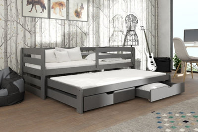 Arte Modern Graphite Senso Double Bed For Kids With Trundle (H)780mm (W)1980mm (D)970mm, Efficient Storage Solution - image 1