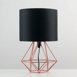 Valuelights Angus Pair Of Modern Copper Metal Basket Cage Table Lamps With Black Fabric Shades - thumbnail 4