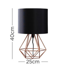 Valuelights Angus Pair Of Modern Copper Metal Basket Cage Table Lamps With Black Fabric Shades - thumbnail 9