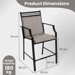 Costway Set Of 2 Outdoor Patio Chairs Home Fabric Bar Stools W/ Footrest - thumbnail 2
