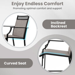 Costway Set Of 2 Outdoor Patio Chairs Home Fabric Bar Stools W/ Footrest - thumbnail 8