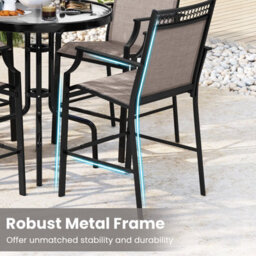 Costway Set Of 2 Outdoor Patio Chairs Home Fabric Bar Stools W/ Footrest - thumbnail 7