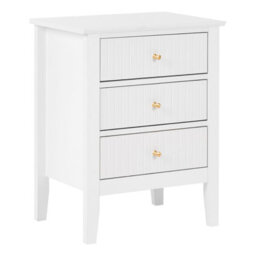 Beliani 3 Drawer Bedside Table Assisi White - thumbnail 1