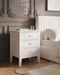Beliani 3 Drawer Bedside Table Assisi White - thumbnail 2