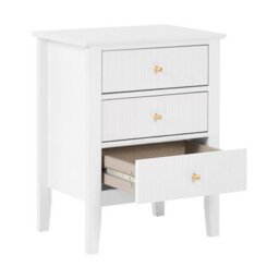 Beliani 3 Drawer Bedside Table Assisi White - thumbnail 4