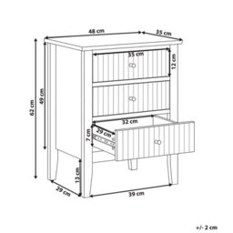 Beliani 3 Drawer Bedside Table Assisi White - thumbnail 3