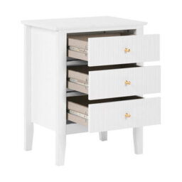 Beliani 3 Drawer Bedside Table Assisi White - thumbnail 5