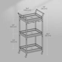 LEDREM Home Bar Serving Cart, Bar Cart, Small Bar Cart With 3-Tier Shelf, Glass Holders, Mini Bar Cart For Small Spaces, Gold - thumbnail 6