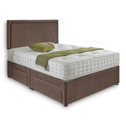 Dining Tables Seoul Matching Headboard Divan Set, 2 Drawer On Same Side With Sprung 1500 Comfort Mattress - Plush Taupe - Double - thumbnail 4