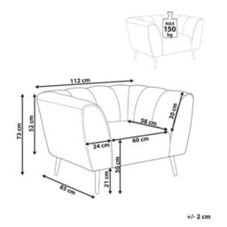 Beliani  Armchair Orsta Fabric Taupe - thumbnail 3