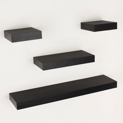 Core Products Matt Black Floating Wall Shelves - 4-Piece Hudson Narrow Set For Display And Storage - image 1