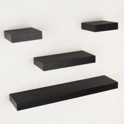Core Products Matt Black Floating Wall Shelves - 4-Piece Hudson Narrow Set For Display And Storage