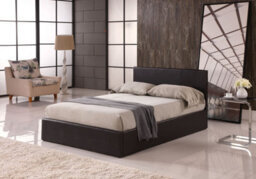 Modernique Brown 4Ft, Ottoman Small Double Storage Bed Faux Leather In Brown - thumbnail 2