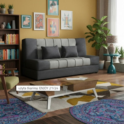 Sofa Bed With Sleeping Function And Storage Sonia Dark Grey And Light Grey Fabric Click Clack Reversible Living Room - image 1