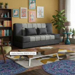 Sofa Bed With Sleeping Function And Storage Sonia Dark Grey And Light Grey Fabric Click Clack Reversible Living Room - thumbnail 1
