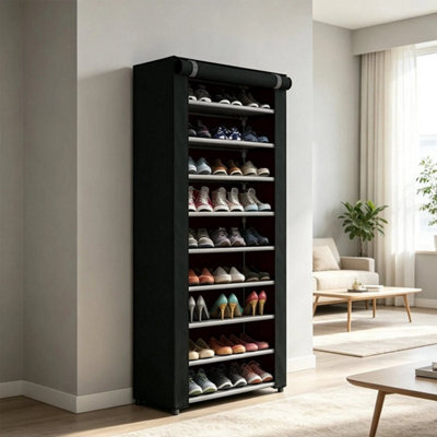 10-Tier Tall Shoe Rack Zipper Cover Holds 30+ Pairs Shoe Organizer Storage New - image 1