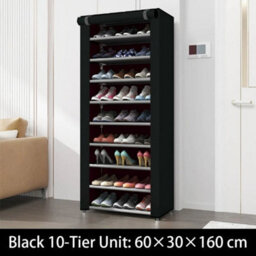 10-Tier Tall Shoe Rack Zipper Cover Holds 30+ Pairs Shoe Organizer Storage New - thumbnail 4