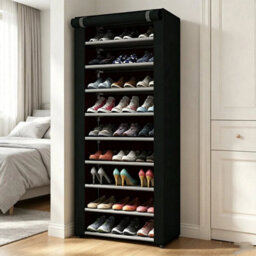 10-Tier Tall Shoe Rack Zipper Cover Holds 30+ Pairs Shoe Organizer Storage New - thumbnail 2