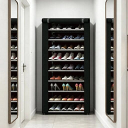 10-Tier Tall Shoe Rack Zipper Cover Holds 30+ Pairs Shoe Organizer Storage New - thumbnail 3