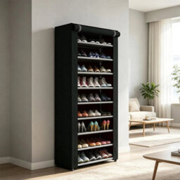 10-Tier Tall Shoe Rack Zipper Cover Holds 30+ Pairs Shoe Organizer Storage New - thumbnail 1