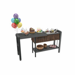 Keter Rosewood Expandable Garden Hosting Station Outdoor Bar Cart With Pull-Out Extension, Hpl Prep Surface & Drink Storage - thumbnail 5