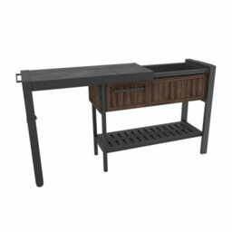 Keter Rosewood Expandable Garden Hosting Station Outdoor Bar Cart With Pull-Out Extension, Hpl Prep Surface & Drink Storage - thumbnail 6