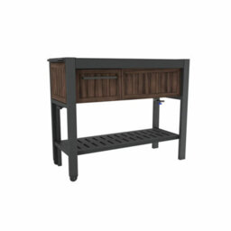 Keter Rosewood Expandable Garden Hosting Station Outdoor Bar Cart With Pull-Out Extension, Hpl Prep Surface & Drink Storage - thumbnail 3