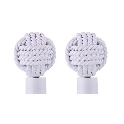 Lister Cartwright 19mm Curtain Pole Ends Finials Pack Of 2 Adjustable Screws Available In Colours White (Metal Knotted Finials)