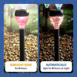 Gainsborough Set Of 12 Multicolour Solar Stake Lights, Stainless Steel Garden Path Lights 8 Hour Illumination - thumbnail 3
