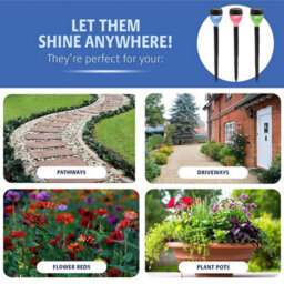 Gainsborough Set Of 12 Multicolour Solar Stake Lights, Stainless Steel Garden Path Lights 8 Hour Illumination - thumbnail 4