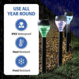 Gainsborough Set Of 12 Multicolour Solar Stake Lights, Stainless Steel Garden Path Lights 8 Hour Illumination - thumbnail 6