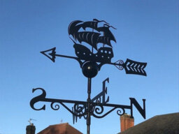 Poppy Forge Galleon Weathervane - Steel - W65 X H88 Cm - Powder Coated Black - thumbnail 1