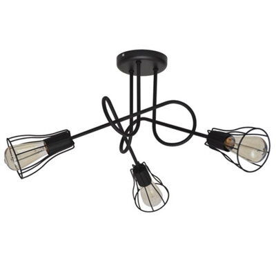 Luminosa Lighting Luminosa Oxford Multi Arm Semi Flush Ceiling Light Black 56Cm