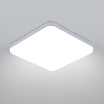 Pheashine White Square Ip44 Led Flush Mount Ceiling Light 32W 25Cm 6500K Cool White For Bathroom,kitchen,hallway - image 1