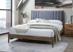 Save On Goods UK 4Ft6 Double Grey Soft Velvet Fabric Upholstered And Wood Bed Frame Bedstead. Dark Grey, - thumbnail 1