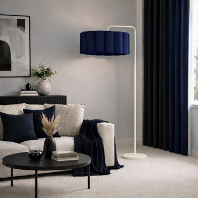 CGC Lighting Cgc Kyra Cream Angled Floor Lamp With Navy Scalloped Lampshade - image 1