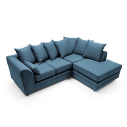 Abakus Direct Darcy Corner Sofa Right Facing In Teal Linen Fabric - thumbnail 3