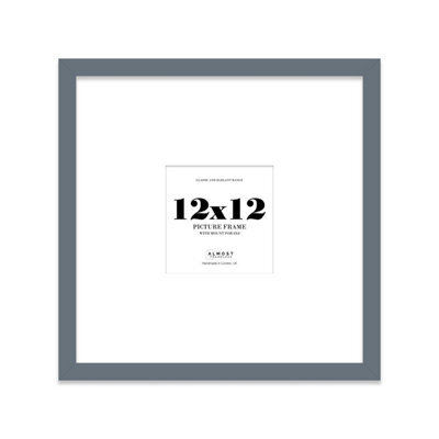 "12X12"" Grey Picture Frame - 12X12"" Square Frame With 8X8"" Mount For 12X12""/8X8"" Pictures Moderrn Style Thin Edge, 1 Pack" - image 1
