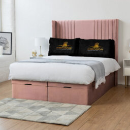 UKBEDFURNITURE Luxor Plush Pink End Opening Divan Ottoman Bed With 54 Inch Headboard & 10 Inch Orthopaedic Mattress - thumbnail 1