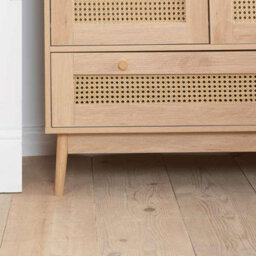 Brown Oak 2 Door Wardrobe Rattan 1 Drawer Mid Century Modern - thumbnail 5