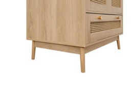 Brown Oak 2 Door Wardrobe Rattan 1 Drawer Mid Century Modern - thumbnail 9