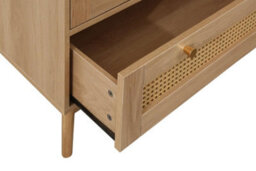 Brown Oak 2 Door Wardrobe Rattan 1 Drawer Mid Century Modern - thumbnail 8