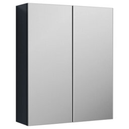 FNX Bathrooms Statura 600mm 2 Door Soft Black Wall Hung Mirror Cabinet Contemporary 715mm - thumbnail 1