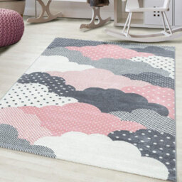 "Bravich Pink & Grey Clouds Kids Rug - Bambi - 80X150Cm (2'8""x5')" - thumbnail 2