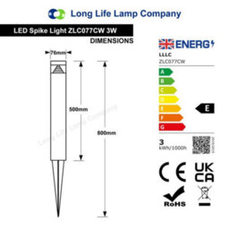 Long Life Lamps Company Modern Led Bollard Post Ground Spike Light Cool White Stainless Steel Zlc077Cw - thumbnail 2