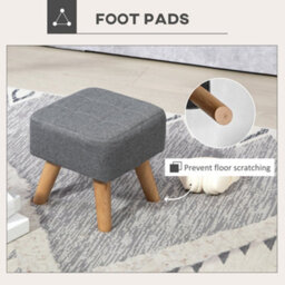 Wyld Haus Sayo Linen-Look Light Grey Square Padded Footstool, Tufted Diamond, 27 X 27 X 26 Cm - thumbnail 7