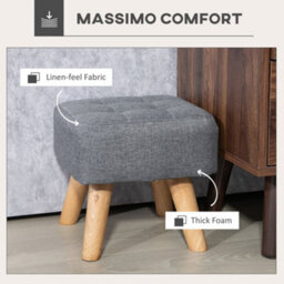 Wyld Haus Sayo Linen-Look Light Grey Square Padded Footstool, Tufted Diamond, 27 X 27 X 26 Cm - thumbnail 6