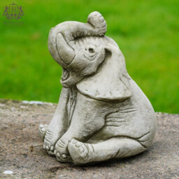 Burgess Elephant Stone Statue Outdoor British Made Garden Ornament Set 2 - thumbnail 6