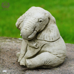 Burgess Elephant Stone Statue Outdoor British Made Garden Ornament Set 2 - thumbnail 5